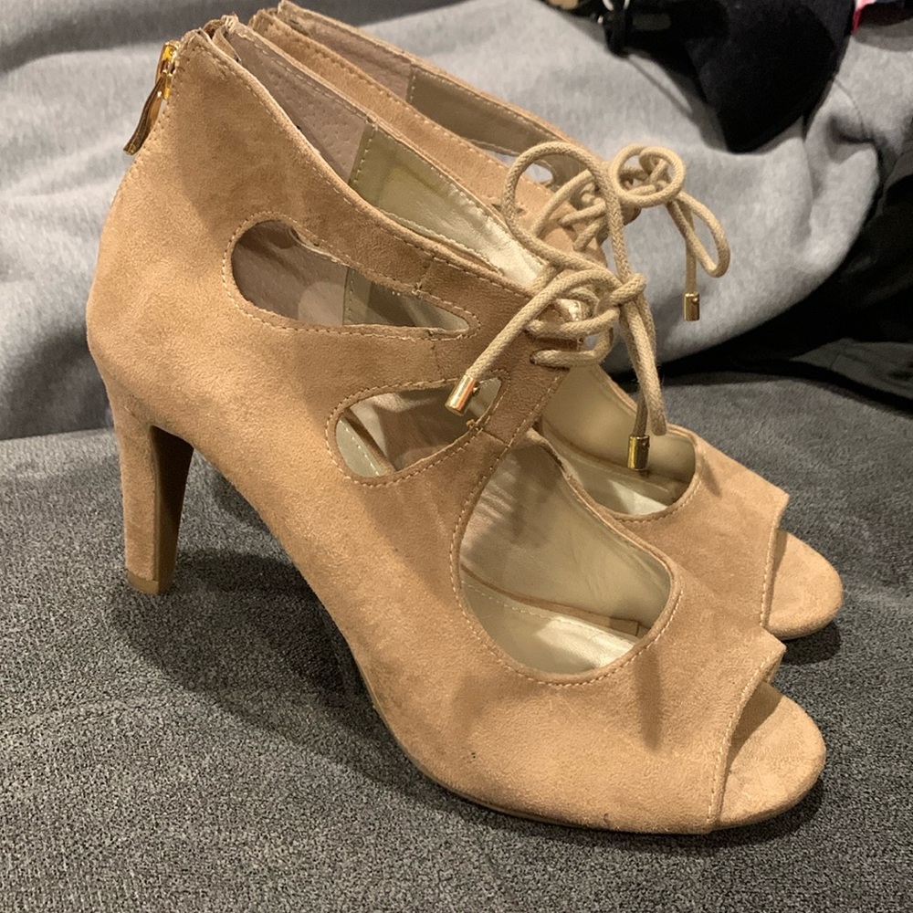 A.N.A Chance Tan Open Heel Lace up Heel women’s size 6.5 New